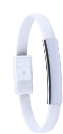 Náramek s USB nabíječkou Beth, bílá, stříbrná