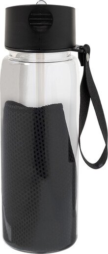 Sportovn� lahev z RPET s ru�n�kem Fitmax, �ern�