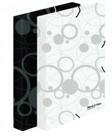 Box na spisy A4 Karton PP Black&White, s gumičkou, bílý