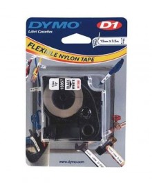 Páska Dymo D1 12mmx3,5m černý tisk/bílý podklad, flexibilní ny