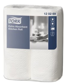 Kuchyňská utěrka v roli Tork 120269, 2 vrstvé, extra absorpční, bílé