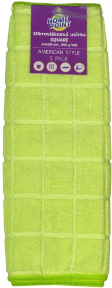 Utěrka Mikrovlákno SQUARE 3 ks, 30x30 cm, 250 g, mix barev