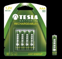 Nabíjecí baterie TESLA AAA RECHARGEABLE+, tm. zelená, 4 ks