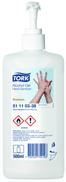 Dezinfekce na ruce Tork 511103, gelová, s pumpičkou, 500 ml