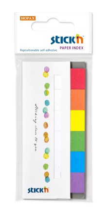 Samolepic� pap�rov� z�lo�ky Stick'n by Hopax, 45 x 15 mm, duhov� barvy, 6 x 30 l�stk�