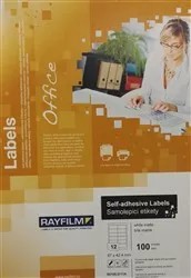 Etikety Rayfilm A4, 97 x 42,4 mm, matn� b�l�, 100 list� po 12 etiket�ch