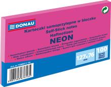 BLOČEK SAMOLEPÍCÍ DONAU 127 x 76 mm, 100 listů, neonově růžový